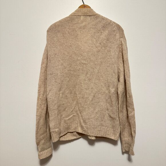 Montgomery Ward Vtg 70s Cable Knit Sweater Cream Cardigan Size XL Fishermancore - Picture 5 of 6